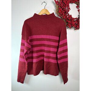 Tahari Womens Girlhoodcore Knit Sweater Pink Patterned Stripes XTRA-LARGE Red